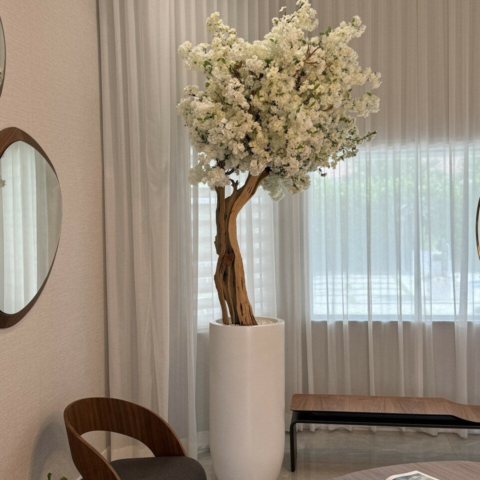 Jardinière St. Tropez beige mat avec cerisier blanc sur mesure
