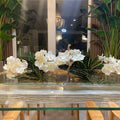 36″ Slim Casa Moderna avec orchidées Vanda blanches.