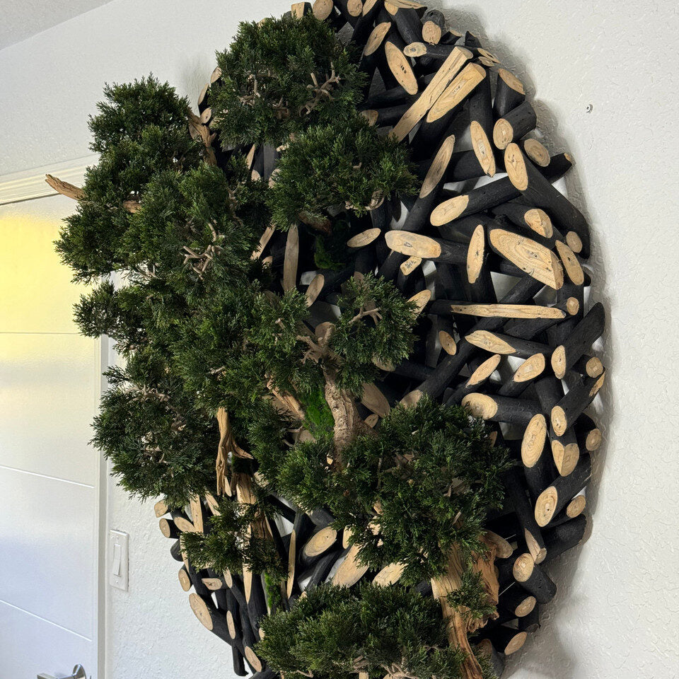 Bonsaï sur sculpture murale de 122 cm