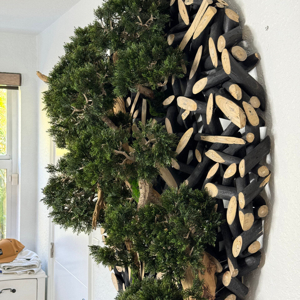 Bonsaï sur sculpture murale de 122 cm