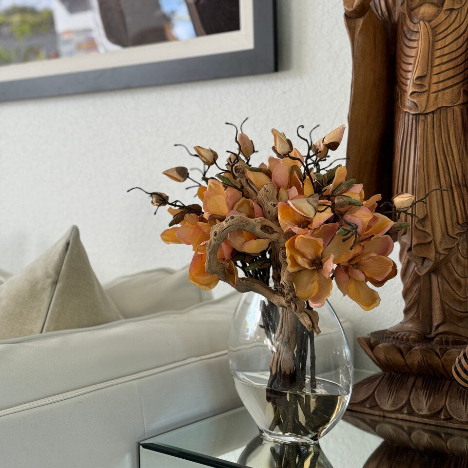Vase Lune de 25 cm avec Magnolias