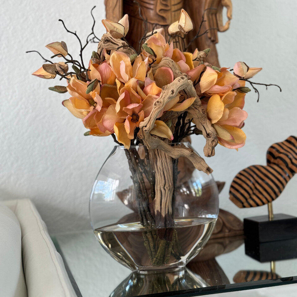 Vase Lune de 25 cm avec Magnolias