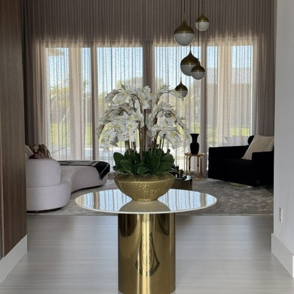 Bol Blaze avec orchidées Phalaenopsis blanches